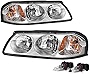 JSBOYAT Headlight Assembly Bulbs Included for 2000-2005 Chevy Impala Headlamp Replacement Passenger and Driver Side, Chrome Housing with Amber Reflector