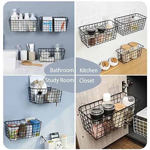 Lanmiert Hanging Kitchen Baskets For Storage, Wall Mounted Small Wire Bin Basket For Kitchen Food Pantry, No Drilling Durable Metal Iron Wire Basket For Bathroom, Pantry, Garage, Shelf Storage #TOP4