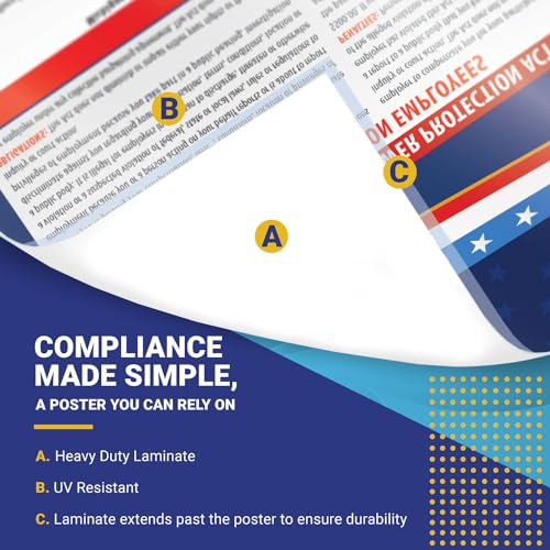 2024 Louisiana State and Federal Labor Laws Poster - OSHA Workplace Compliant Includes FLSA FMLA and EEOC Updates - All in One Required Compliance Posting 24\" x 36\" - Laminated (English) - Thumbnail 3