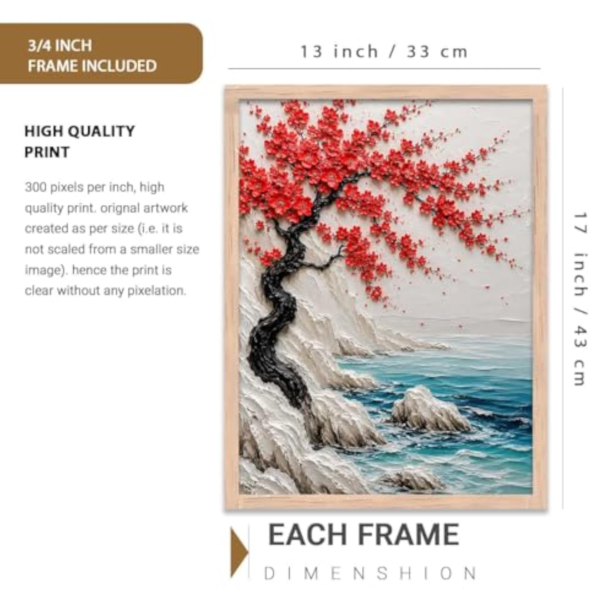 Aesthetic Japanese Nature Art Painting with Frame