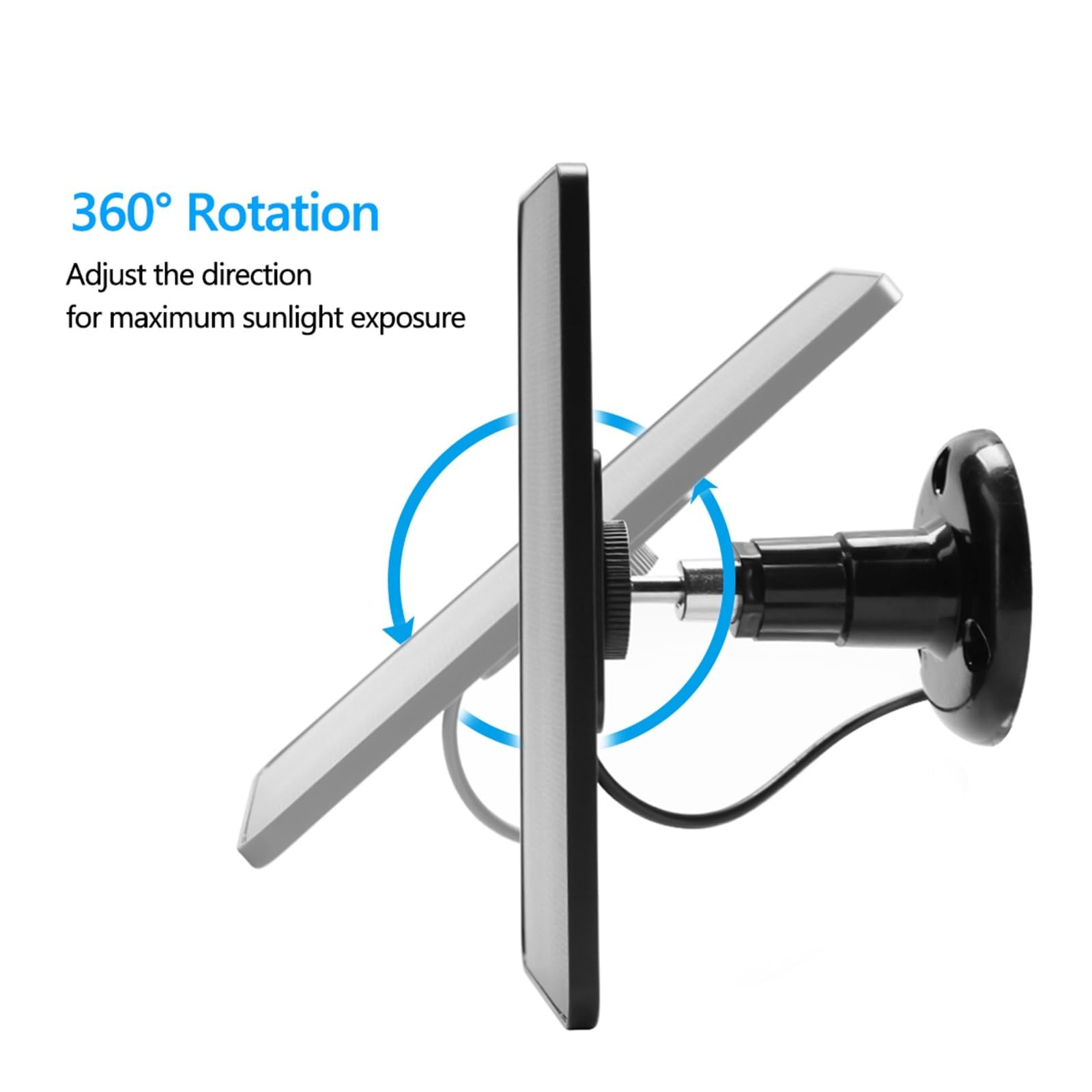 1/2 pièces 5V 10W Panneau Solaire Micro Chargeur monocristallin Chargeur Solaire étanche sécurité Surveillance caméra Moniteur Batterie Externe Sûr Efficace(Black 2PCS 10W 5V)