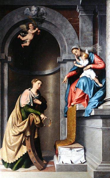 Lienzo cuadro las bodas místicas de santa catalina de Battista Moroni decoración pared hogar 60x90cm