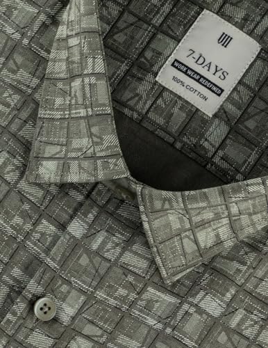 Image of 7-DAYS Men's Premium Printed Shirt - 100% Cotton, Regular Fit, Full Sleeve, with Pocket - Versatile for Formal Occasions and Casual Wear