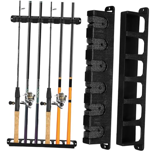 Sosoport 1set Fishing Rod Holder Wall Mount Durable Vertical Fishing Pole Organizer with Multiple Slots for Space-saving Storage for Garage Shop Display