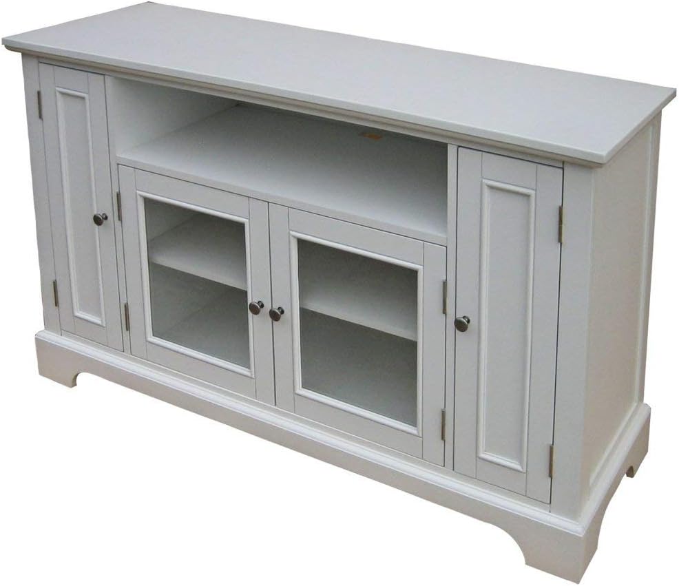 Home Styles Naples White Entertainment Credenza with Storage Area, Adjustable Shelf, Open Storage Area
