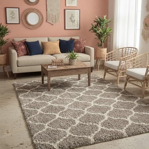 Image of Ultra Premium Shaggy Polyester Micro Rug | Super Soft Fluffy Carpet | Non-Slip Washable Area Rug for Bedroom Living Room - (Silver M, 5x7 feet, Rectangular)