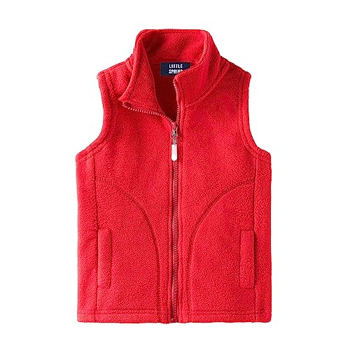 Image of LittleSpring Boys Girls Fleece Vest Sleeveless Jacket Full-Zip Fall Winter Warm Outerwear