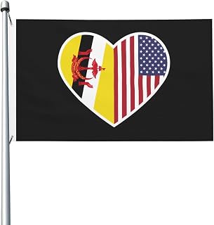 I Love America And Brunei Flags for Outside 3x5 Ft Double Sided Outdoor Heavy Duty Flag Home Yard Festival Garden Decor Welcome Banner