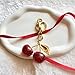 ZACAGO Cherry Keychain for Women, Purse Charm & Bag Accessory, Cute Fruit Key Chain with Handbag Charm, Gift for Her and Resin Gold Red Apple