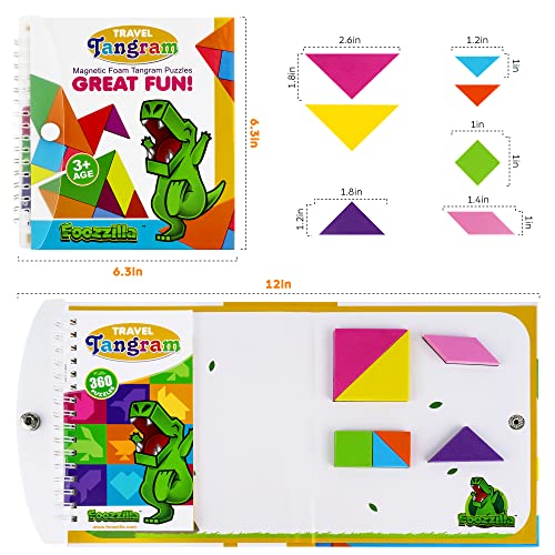 FOOZZILLA Tangram Puzzle Kids Games – Magnetic Blocks Road Trip Essentials Kids – Premium EVA Material – Fun and Colorful Design - Educational Jigsaw Puzzle Stem Toy - Image 3