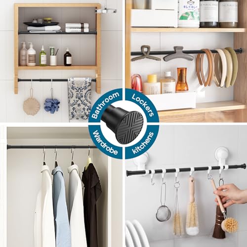 Image of AIZESI Tension Curtain Rod 18-36 inch,4Pcs Adjustable Black Curtain Tension Rod No Drilling Small Tension Rod Spring Tension Curtain Rod Expandable Curtain Rod