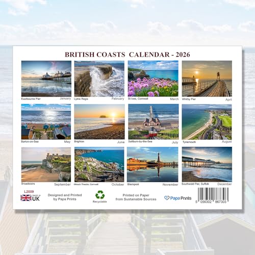 A4 British Coast Calendar 2026 12 Month to View Wall Calendar 2026 A3 When Open Coastal Calendar 2026 UK Coasts Papa Prints - Image 7