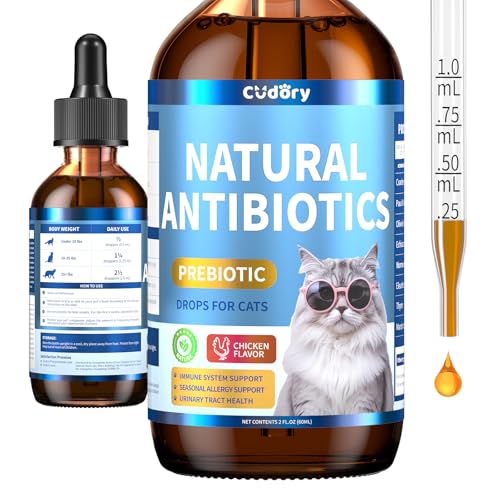Natural Antibiotics for Cats, Cat Antibiotics Nutritional Supplements for Skin Issue, Itch Relief, Natural Herbal Supports for Cats All Breeds and Ages-Chicken Flavor | 2 fl oz