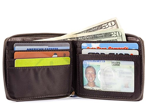 Image of Big Skinny Men's Zippered Bi-Fold Slim Wallet, Holds Up to 25 Cards