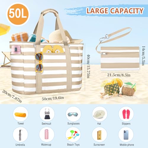 Image of Extra Large Beach Bags for Women Waterproof Sandproof Beach Tote Bag