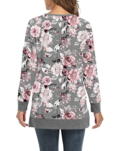 BETTE BOUTIK Women's Drop Long Sleeve Sweatshirts Casual Crewneck Tunic Tops Sweartshirts With Side Slits S-3XL