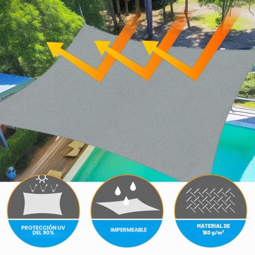 Toldo impermeable rectangular resistente a la intemperie con juego de fijación 6
