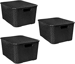 Kit 3 Caixa Organizadora Com Tampa 20L Roupa Armário Multiuso