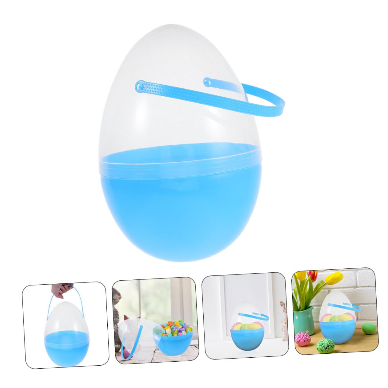 IMIKEYA 2pezzi Uova Pasqua Vuote in Plastica Riempibili Giganti con Manici per Feste Tema Caccia Pasqua Giocattoli Dolcetti