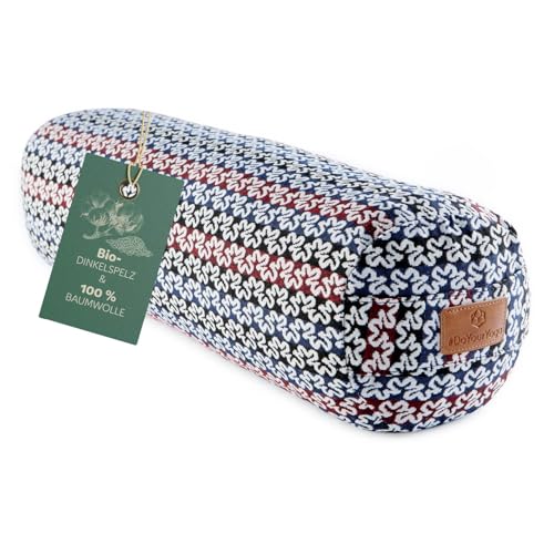 #DoYourYoga Zylinder Yogabolster mit Bio-Dinkelspelz (KBA) waschbarer Bezug aus 100% Baumwolle 68cm x 22cm Yogakissen Meditations- / Sitz- / Zafukissen für Yin Yoga - Style 17