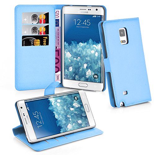 cadorabo Coque pour Samsung Galaxy Note Edge en Bleu CÉLESTE - Housse Protection avec Fermoire Magnétique, Stand Horizontal et Fente Carte - Portefeuille Etui Poche Folio Case Cover