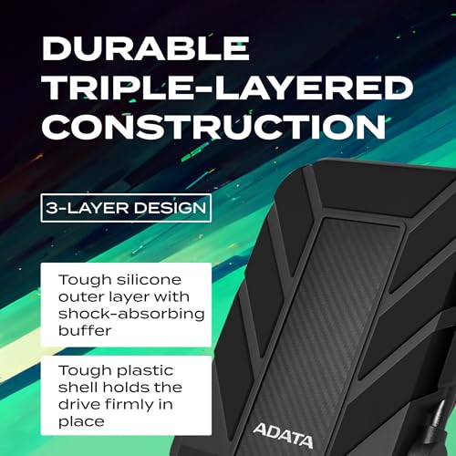 HD Externo Adata Anti-Queda, à Prova D´água, IPX68 Durable HD710 Pro USB 3.2, 1TB, 2.5´, Preto glide