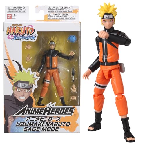Bandai - Anime Heroes - Figurine Naruto Uzumaki en mode Ermite (Sage mode) - Naruto Shippuden - Figurine d'action Manga Anime Heroes 17 cm - Figurine Naruto...