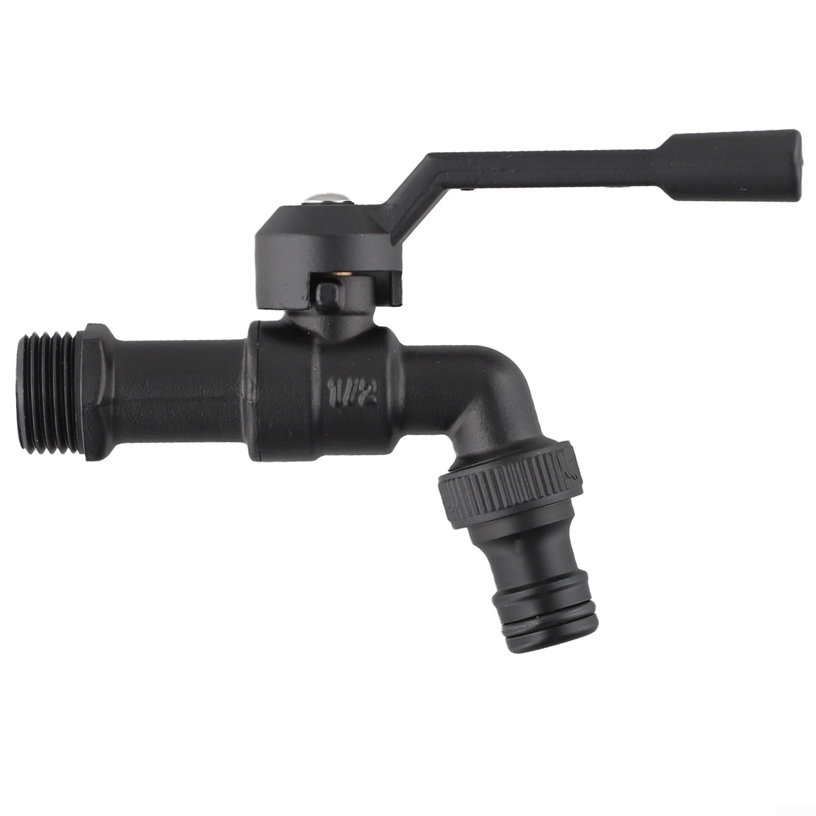 Black Brass Garden Hose Faucet, Antifreeze Dual Outlet Faucet, Corrosion-Resistant, Withstand Outdoor Weather, Connection Secure and Leak-Free(Single Headed)