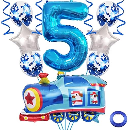 Weenkeey 5 años Tren Globos de Cumpleaños Globo de Tren Decoración de 5 años Cumpleaños Globo de Número 5 de Tren Gigante para Fiesta de Ferrocarril Decoración de Cumpleaños de Niños – Azul | Ya disponible en tu tienda friki favorita! En mundofriki.es!