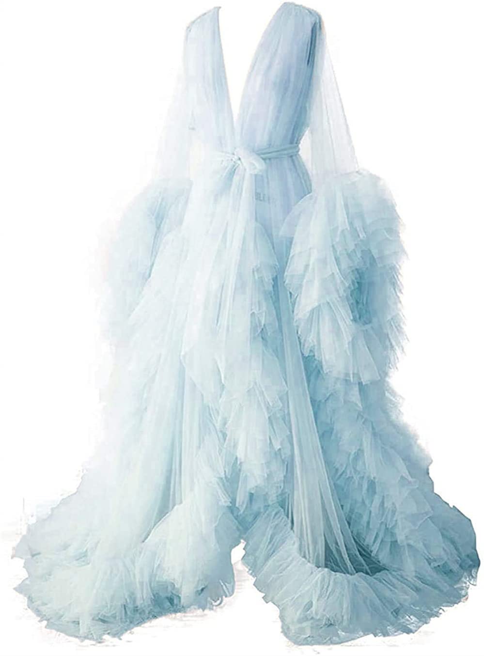 Dressing Gown for Maternity Photoshoot Perspective Sheer Long Robe Puffy Tulle Robe Sheer — view 20