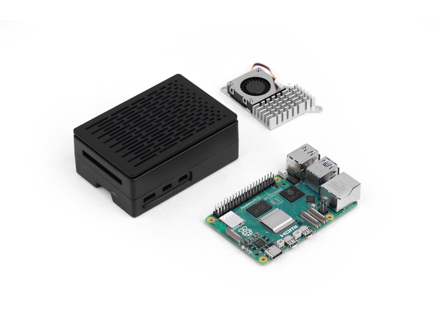 Seeed Studio Raspberry Pi 5 Kit de démarrage – 16 Go de RAM, carte micro SD 64 Go pré-chargée, système d'exploitation 64 bits, alimentation de type C, boîtier de refroidissement actif pour Edge AI