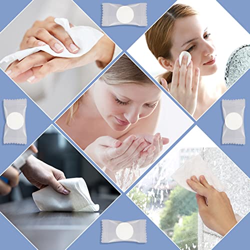 Simpolor 100/200 Stück komprimierte Handtücher tragbare Einweg Mini komprimierte Toilettenpapier Tabletten Haushaltshandtücher für Reisen Camping Wandern Sport Schönheitssalon,Blau