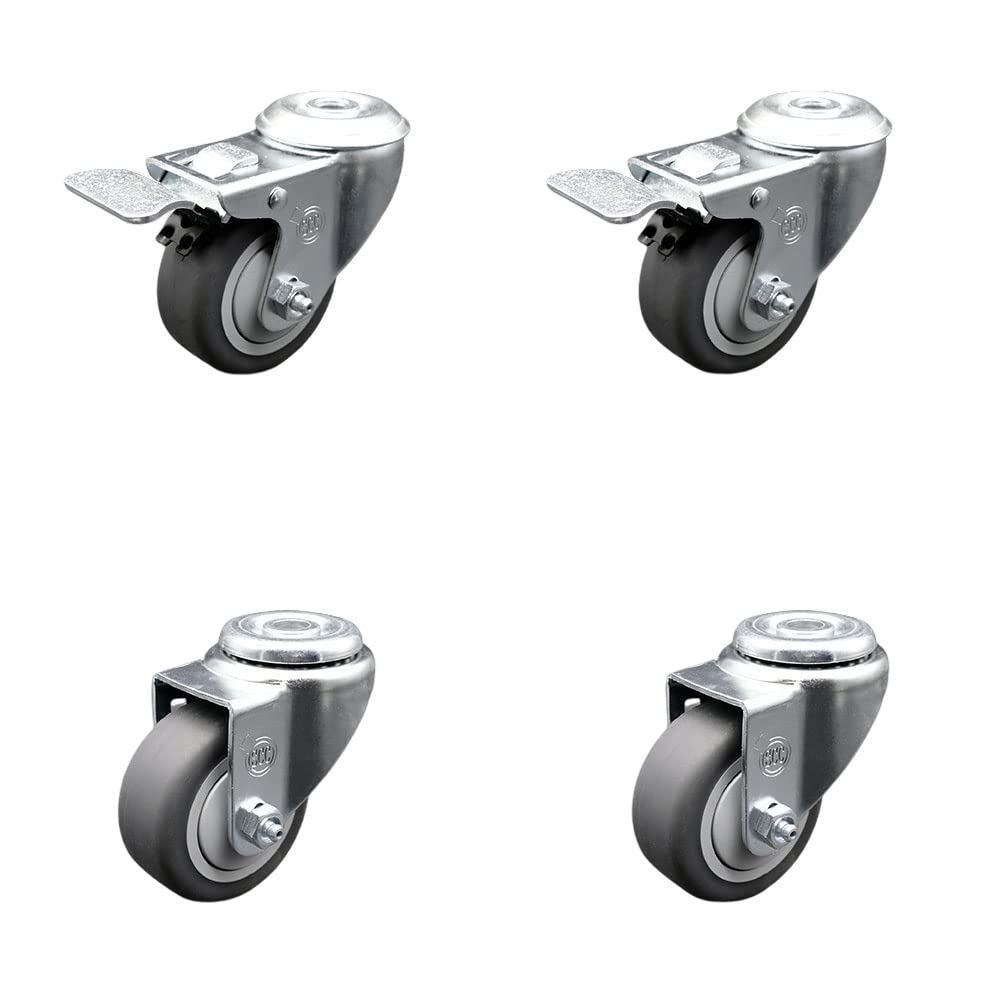 491932 Festool 3 Inch Caster Set - Light Duty Replacement – Thermoplastic Rubber Wheel - Includes 2 Swivel Casters & 2 Swivel Casters with Brakes - Service Caster Brand