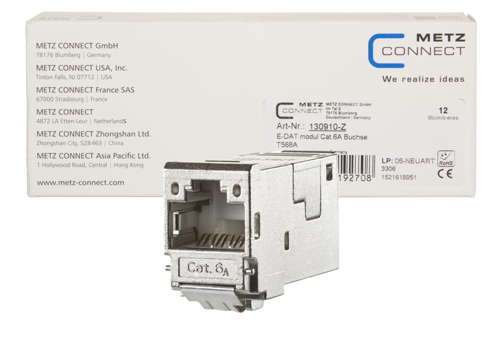 METZ CONNECT E-DAT modul Cat.6A 8(8) Buchse, (12 Stück)