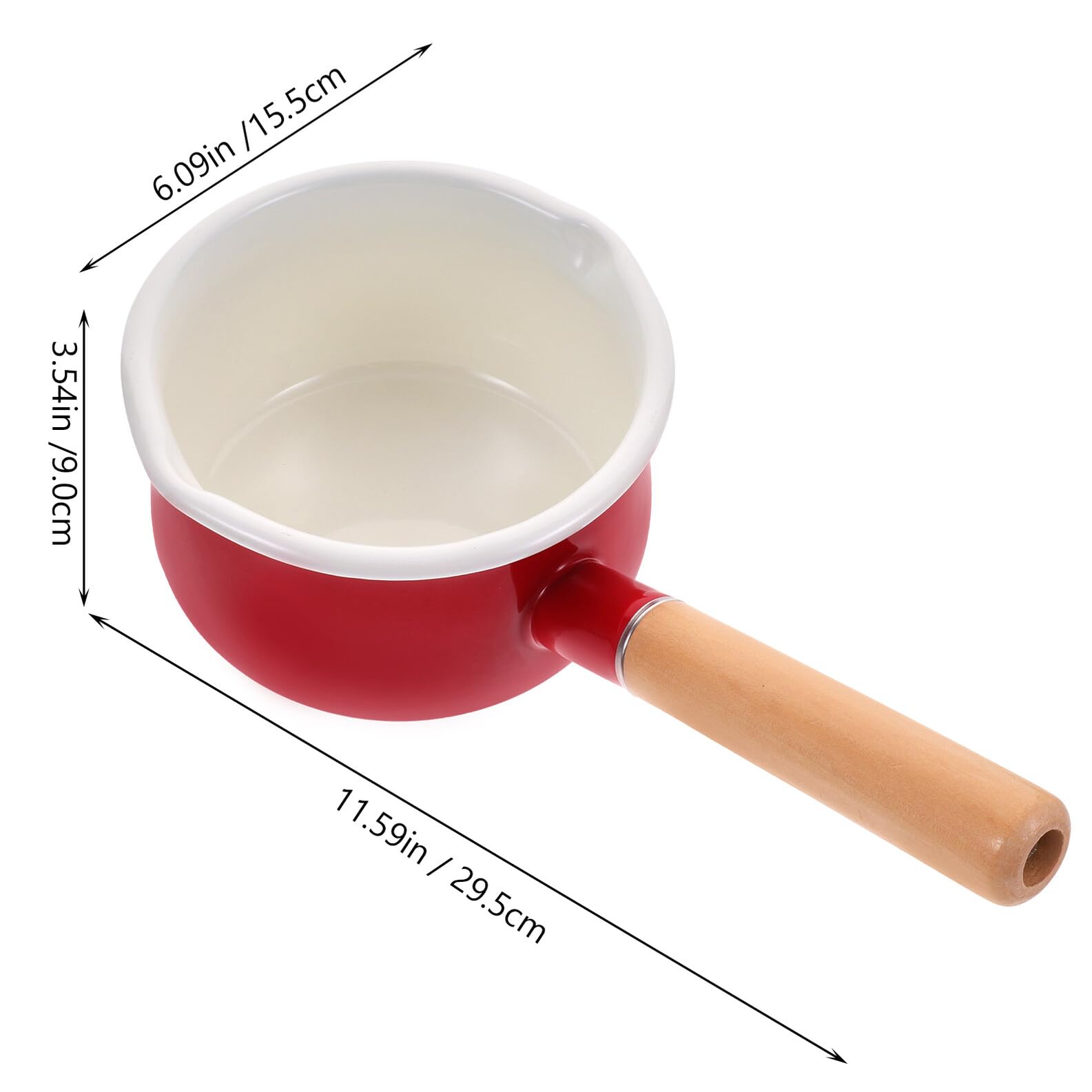 SHINEOFI Pentola Smaltata Piccola Manico in Legno, Resistente alla Ruggine e Antiscivolo, per Salse e Cibo per Ragazzo Ragazza, Pentolino per Latte e Cucina