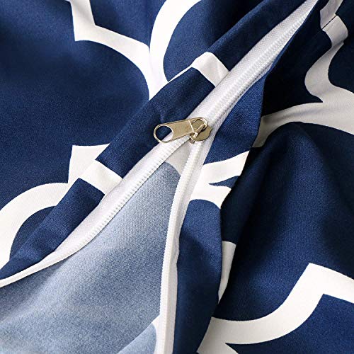 Utopia Bedding Duvet Cover Queen Size Set - 1 Duvet Cover With 2 Pillow Shams - 3 Pieces Comforter Cover With Zipper Closure - Ultra Soft Brushed Microfiber, 90 X 90 Inches (Queen, Quatrefoil Navy) #TOP4