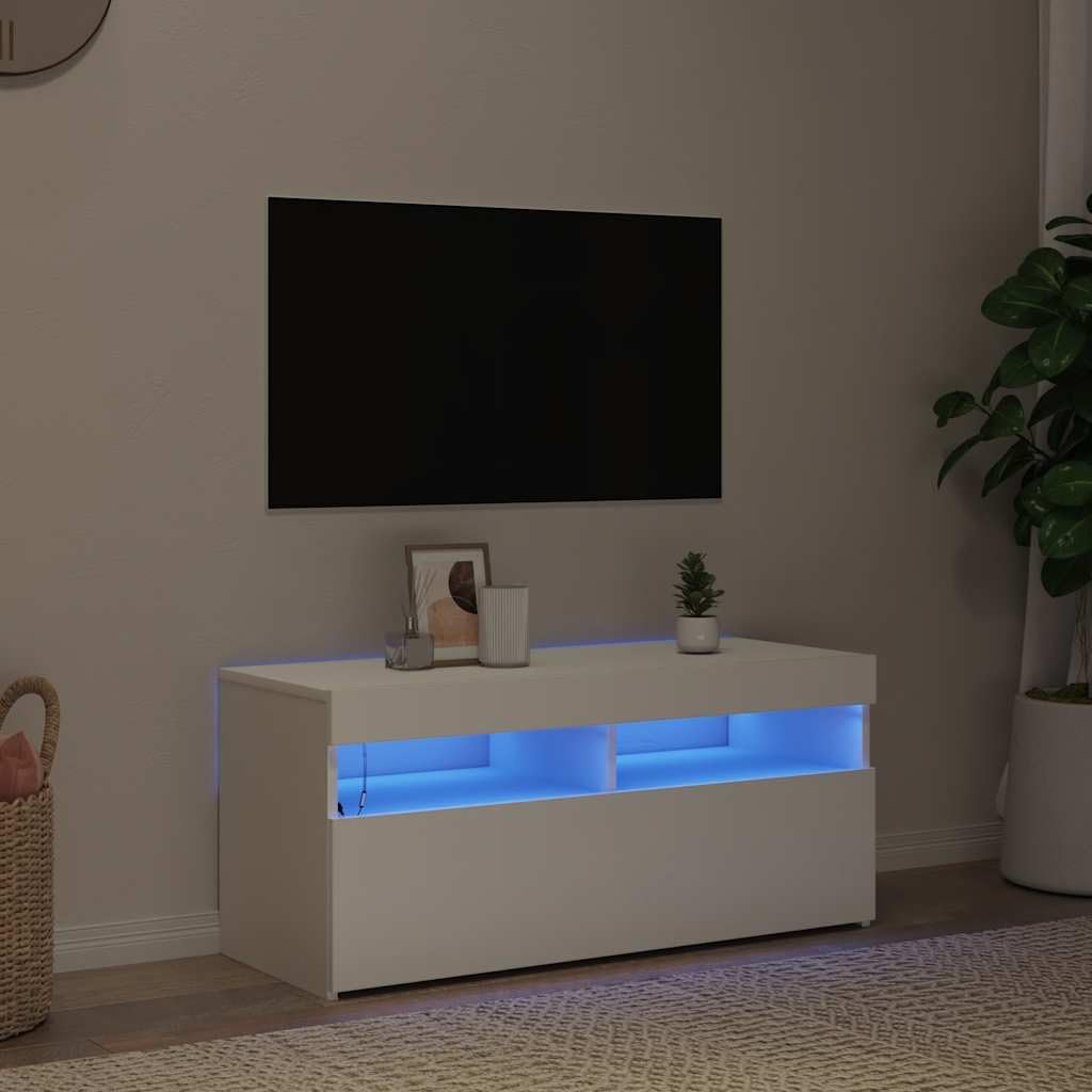Stipetto per TV con luci LED bianco 90x35x40 cm - Dettaglio