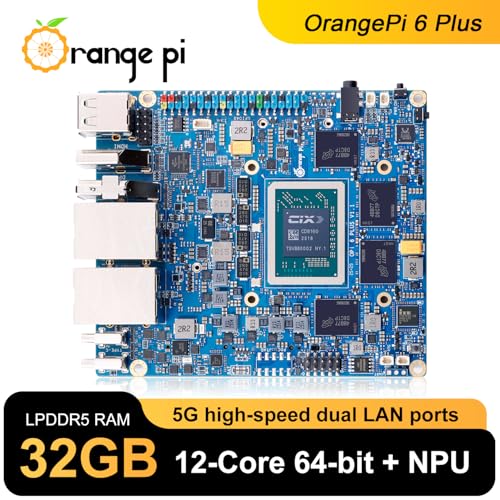 Image of Orange Pi 6 Plus 32GB RAM LPDDR5 12 Core 64 Bit Single Board Computer, CIX SoC 45TOPS AI NPU Mini PC Run Linux, Android, Windows, ROS2 OS with Heat Dissipation Assembly