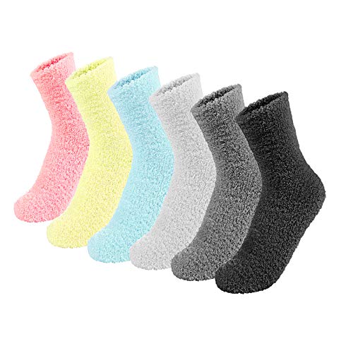 Cosy Winter Fluffy Socks for Women, Girls and Men - Soft Fuzzy Comfy Winter Warm Thicken Cozy Home Slipper Bed Socks Cany color for Ladies