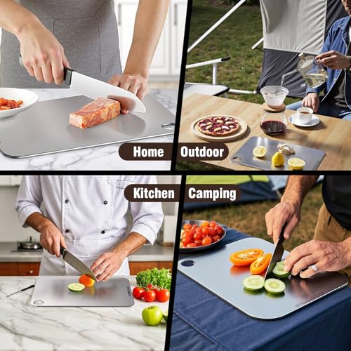 Tabla de Cortar de Titanio Puro al 100 %, Antideslizante, Lavable en Lavavajillas, Higiénica y Duradera para Carnes, Frutas y Verduras (36 x 25 cm) miniatura 7