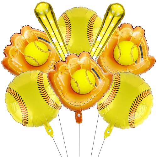 8pcs Softball Balloons - Baseball Balloons for Softball Party Decorations - Baseball Themed Sports Birthday Party Decorations