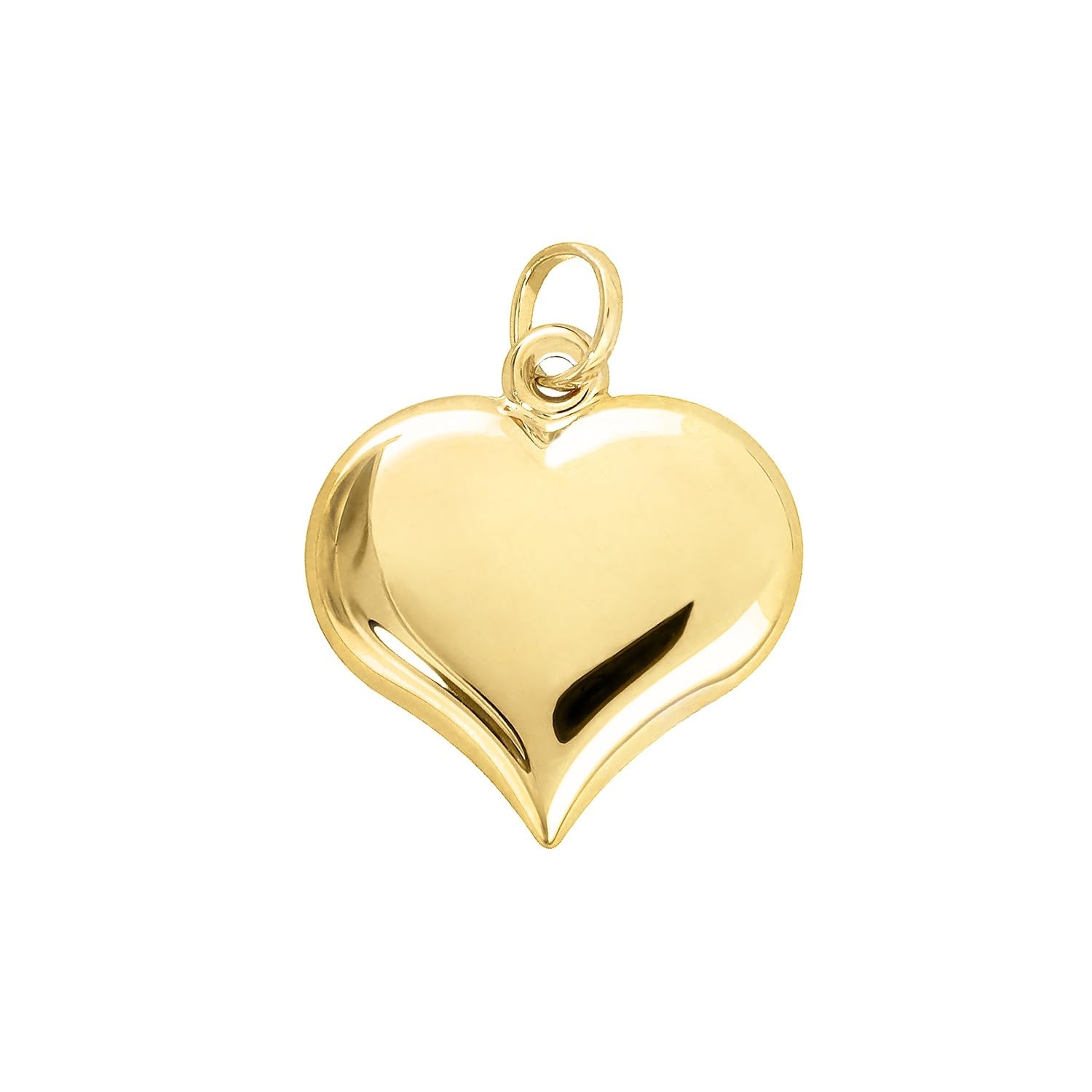 forme di Lucchetta - 18 Karat gewölbter Herz-Anhänger - 750 Gelbgold | klein oder groß, Goldanhänger Damen Mädchen 750 Echtgold für Kette (bis zu 4 mm), hergestellt in Italien
