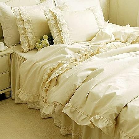 Amazon Cnglory 綿100 ベージュ可愛い掛け布団カバーセット 枕カバー2枚 セミダブル Cnglory 寝具カバーセット