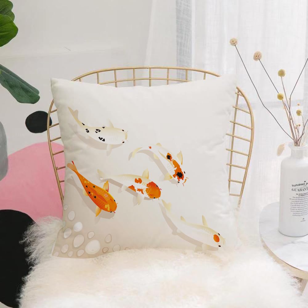 HYOSXW Cushion Cover,Throw Pillow Case Home Decorative for Living Room Bedroom Sofa Chair 16X16 Inch,Koi family. Five Sacred Japanese Koi carps floating somewhere,Pillowcase 40X40cm