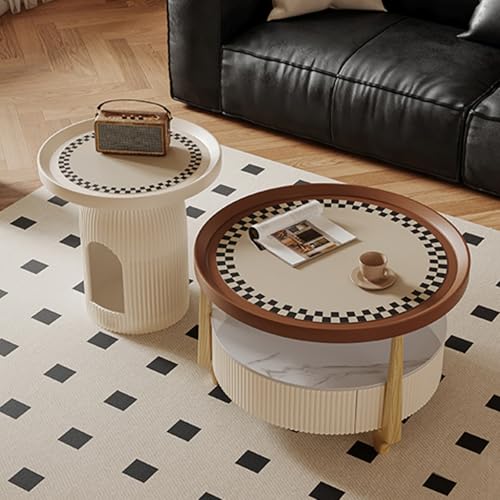 WNYAILLL Mesa de Centro Redonda, Mesa Auxiliar Nordica, Mesita Baja Sofá, Mesita de Salón o Comedor, Mesa Auxiliar para Sala de Estar, Oficina, Mueble de Diseño Moderno(White)