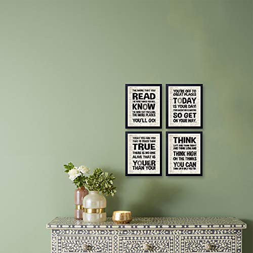 akeke Dr. Seuss Quotes and Saying Vintage Book Wall Art Prints - Set of Four 8"x10" Unframed - Motivational Inspirational Classroom Office Child/Boy/Girl/Nursery Room Decor