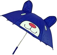 Bold N Elegant Kids Cute Animal Character Umbrella, Automatic Pop-Up Button, Cartoon Pattern with Ears, Sun & Rain Protection for Boys and Girls