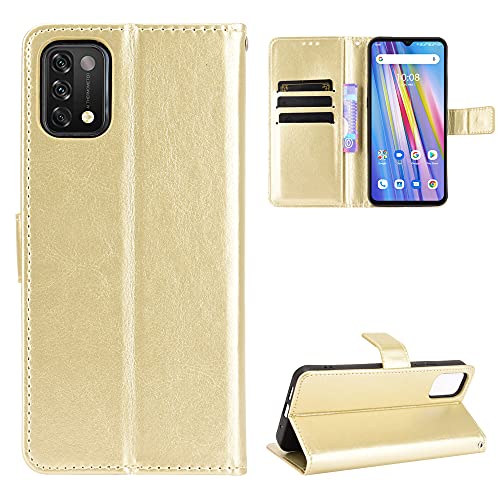 QiongNi Case for UMI Umidigi A11 Leather Case,Case for Umidigi A11 Case Cover,Flip Leather Wallet Cover Case for UMI Umidigi A11 Case Gold