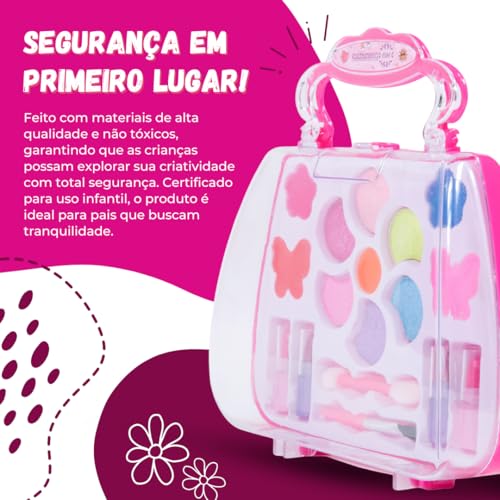 Combo Maleta Estojo de Maquiagem Infantil Beauty com Sombras, Batons e Acessórios - Combo Completo d