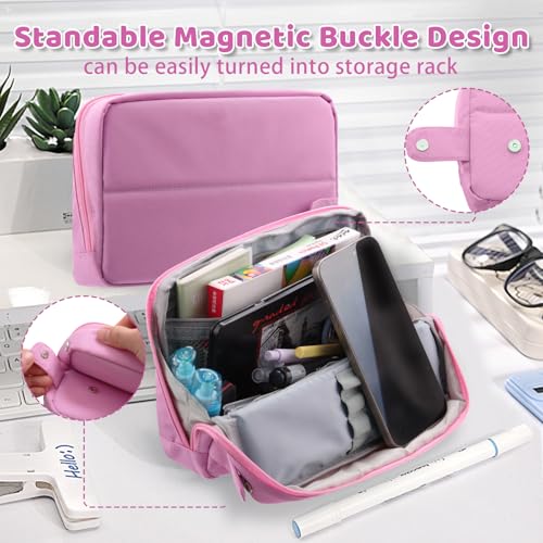 Image of Aesthetic School Supplies Cute Pencil Case for Girls Student,Large Capacity Pencil Pouch with Zipper,Back-to-school Gifts Big Pen Box Bag Office Desk Stationery Organizer for Adults,Colored Travel Bag